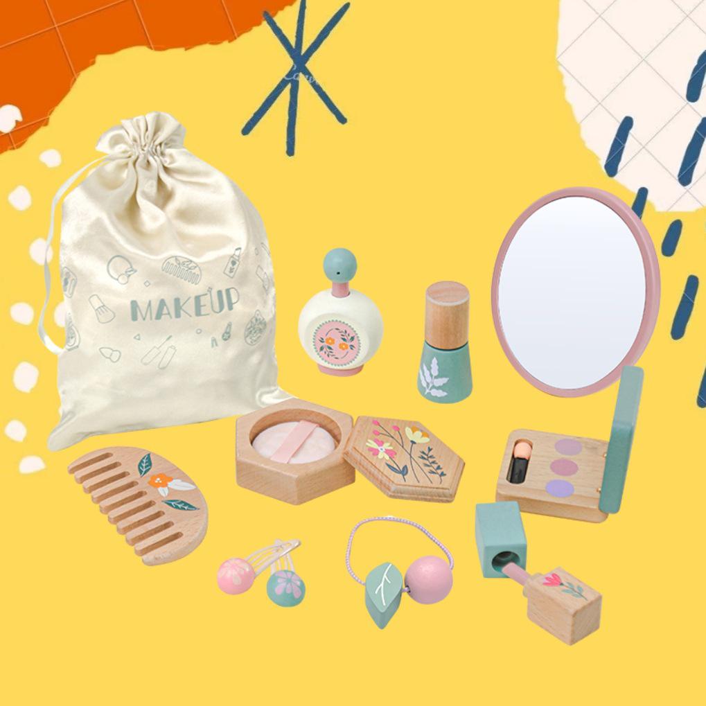 

Рожевий Дерев яний Туалетний Столик Принцеси та Набір Для Макіяжу для Дітей As shown