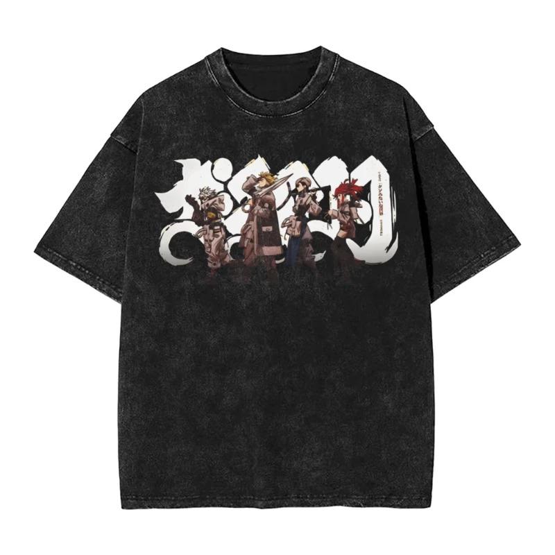 Gachiakuta Gewaschenes T-Shirt Unisex Oversized YK Kurzarm Lässig Baumwolle T-Shirt Strand O-Ausschnitt Locker Unisex Damen Kleidung Oberteil Tee