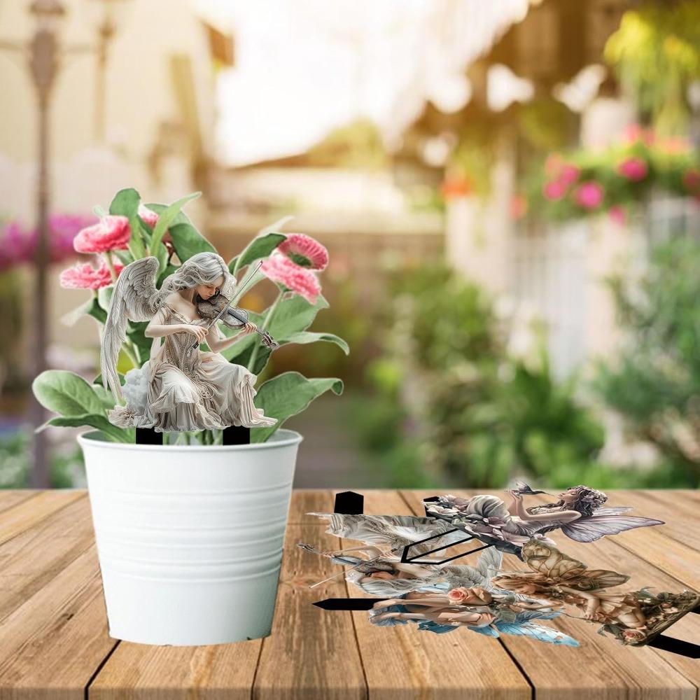 Small Size Fairy Garden Stake Decor, 2D Flat Acrylic Elf Yard Sign, Indoor Outdoor Garden Patio Yard Lawn Pot Plants
