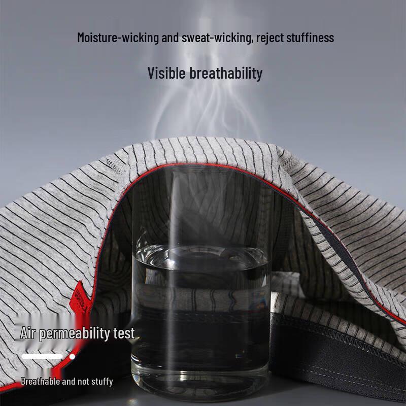 Bo Rui Men's Cotton Striped Boxer Briefs