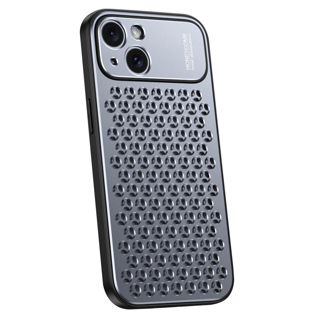 Cell Phone Case for iPhone 14 Honeycomb Texture Aluminum Alloy+TPU Phone Cover
