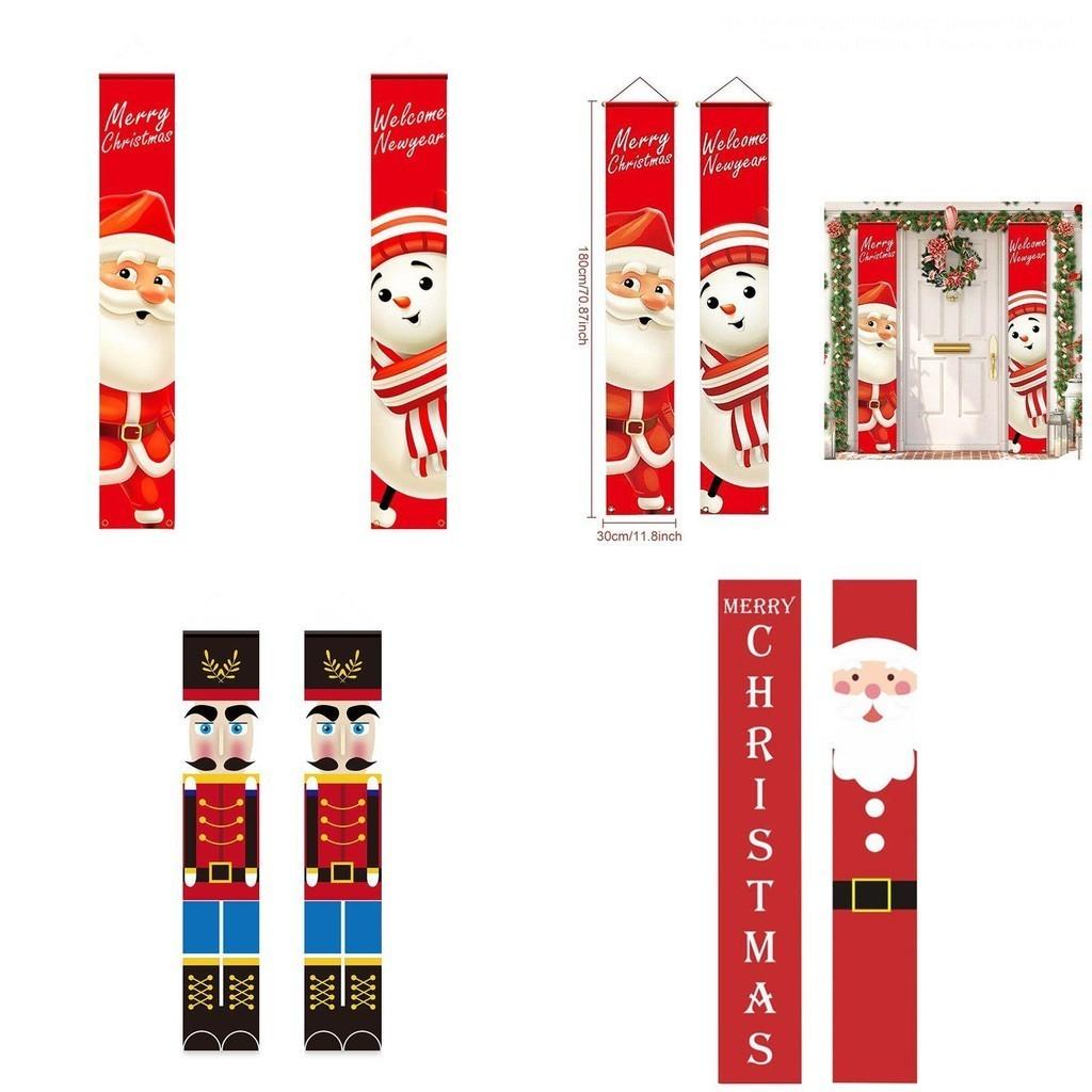 Merry Christmas Knight Santa Snowman Hanging Banner Xmas Party Decor