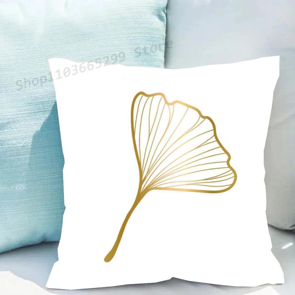 1pc Ginkgo Leaf Pillow Case Square Bedroom Sofa Leisure Comfort Cushion Car Living Room Home Decoration