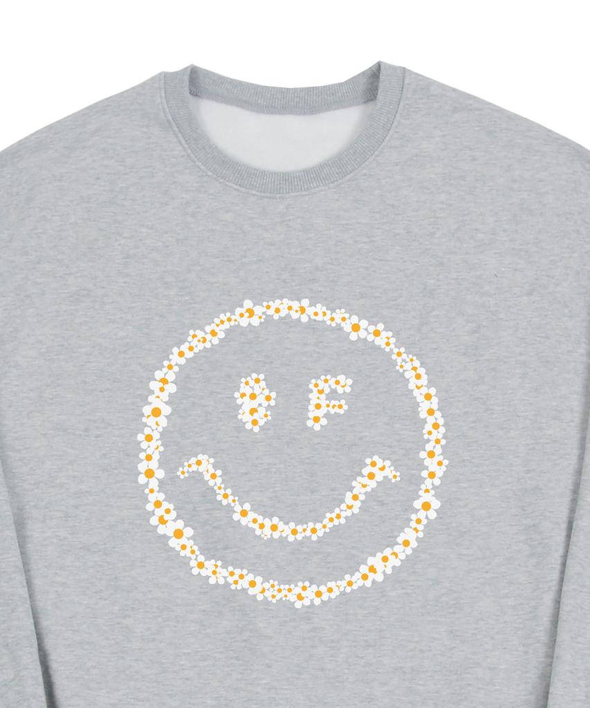 GRAVER [Unisex] Multiflower Dot Smile Sweatshirt_Gray