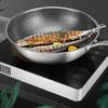 430 Stainless Steel Wok Skillet Thick Honeycomb Handmade Frying Pan Non-Stick Non Rusting Gas/Induction Cooker kitchen cook