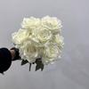 9 Heads Silk Cloth Burnt Orange Rose Bouquet for Wedding Home Party Christmas Decoration Bouquet Artificial Decorative Flowers