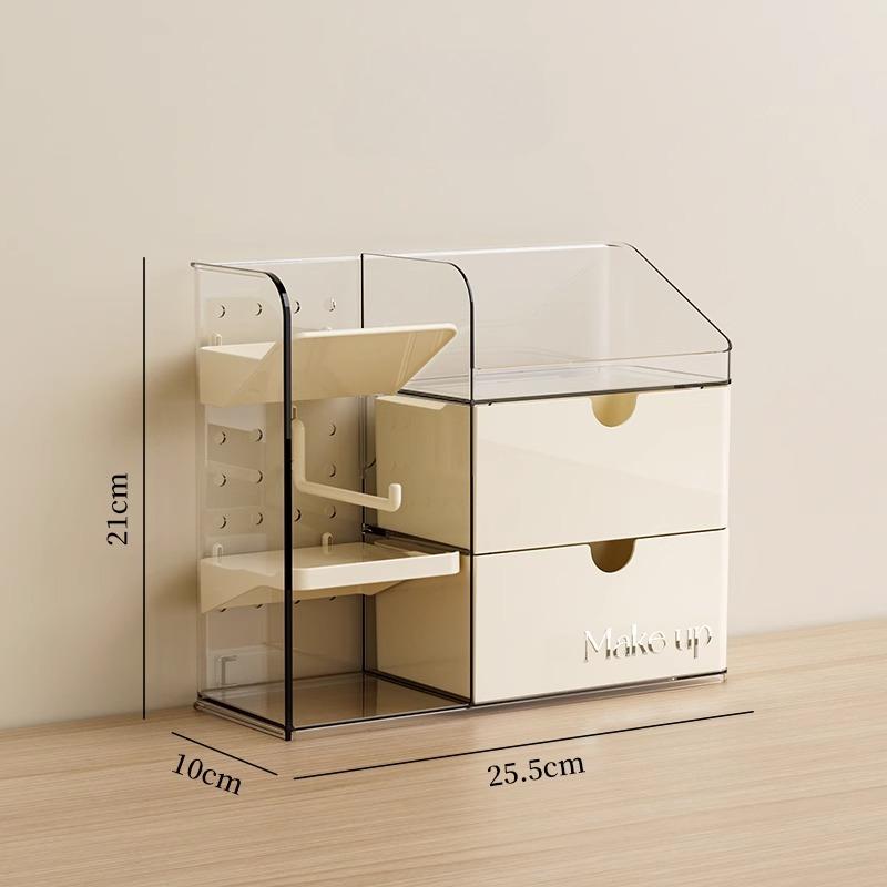 Desktop Cosmetics Organizer Makeup Storage Box Table Cosmetics Storage Box Rack with Dustproof Drawer Set Dressing Table Storage