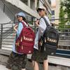 Schoolbag Fashion Embroidery Letter Backpack Middle School High School College Student Large Capacity School Bag Hong Kong Style Retro Commuter 