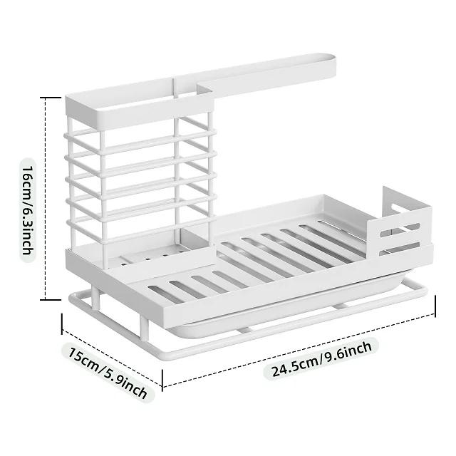 Metal Sink Shelf Kitchen Sink Caddy Drain Rack Rag Soap Sponge Holder for Kitchen Sink Storage Organizer белый