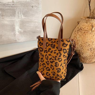 Sac à bandoulière en daim pour femme, imprimé léopard, sac seau à bandoulière réglable, pochette pour le travail et les voyages