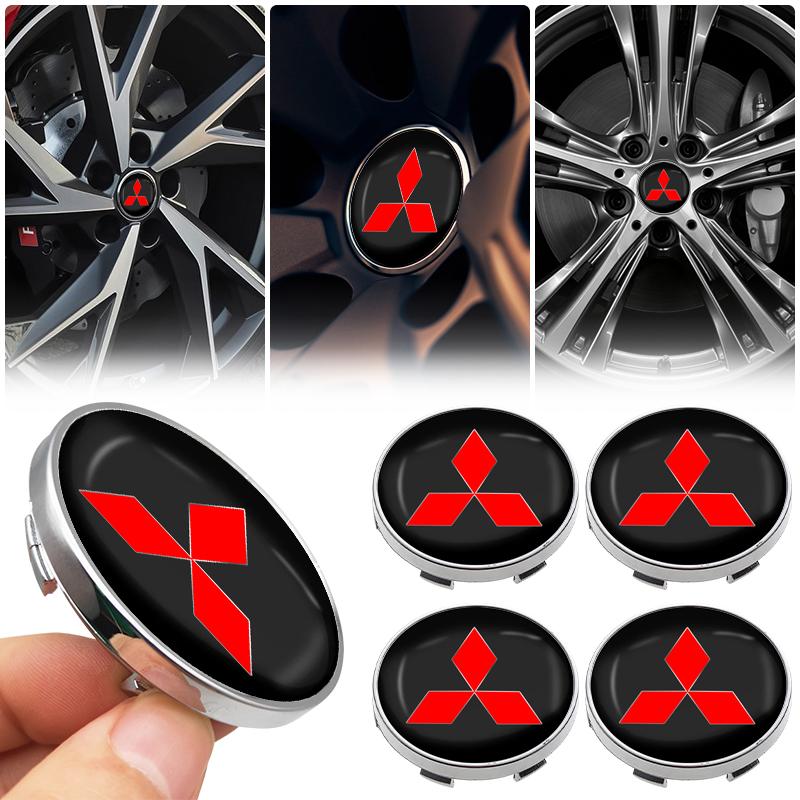 4PCS Car Wheel Center Stickers Hub Decals Auto Styling For Mitsubishi Mirage G4 KU8