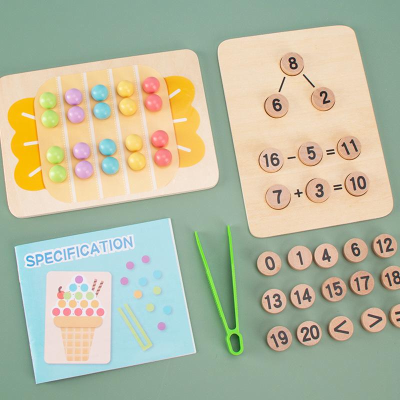 Montessori Color Matching Bead Clip Game: Kindergarten Ten-Frame Math Teaching Aid