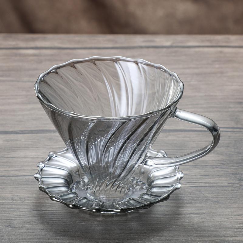 New Glass Soot Vertical Pattern Cloud Pot Coffee Pot 600ml Set Soot V60 Filter Funnel Filter Cup