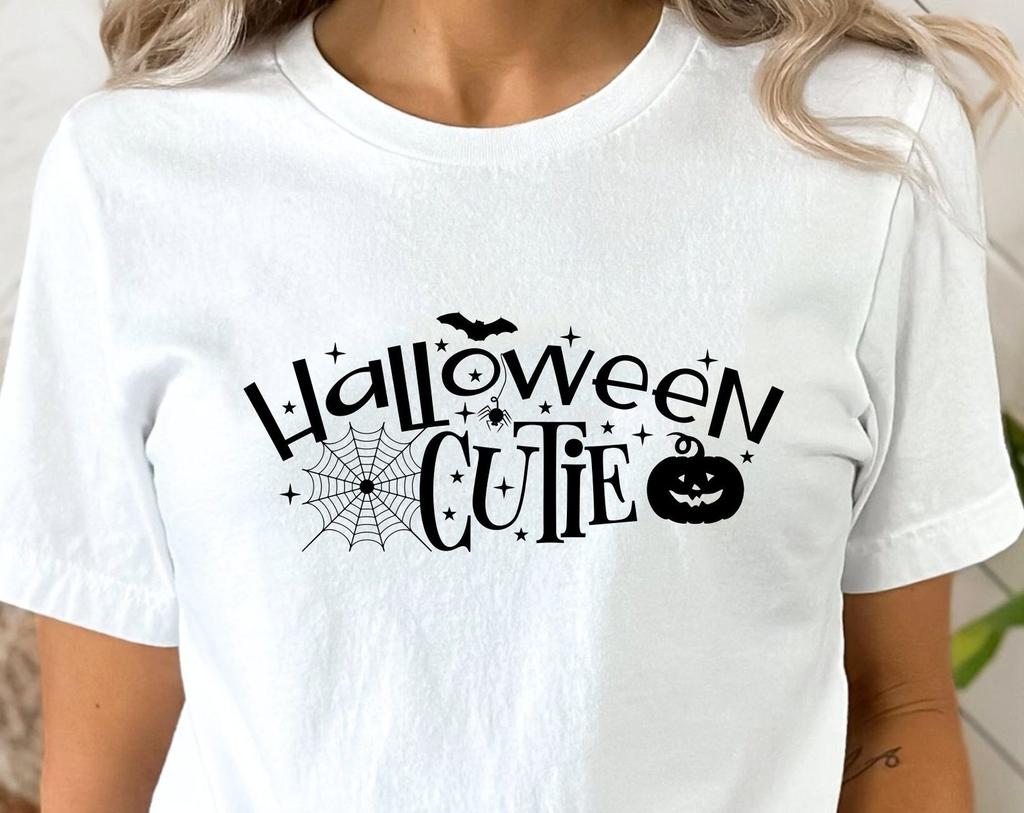 Halloween Cutie Shirt Boo Shirt Halloween Night Gift For Her, Halloween Witch October Girl T-Shirt Birthday Gift Fall Shirt Salem Tee Tops