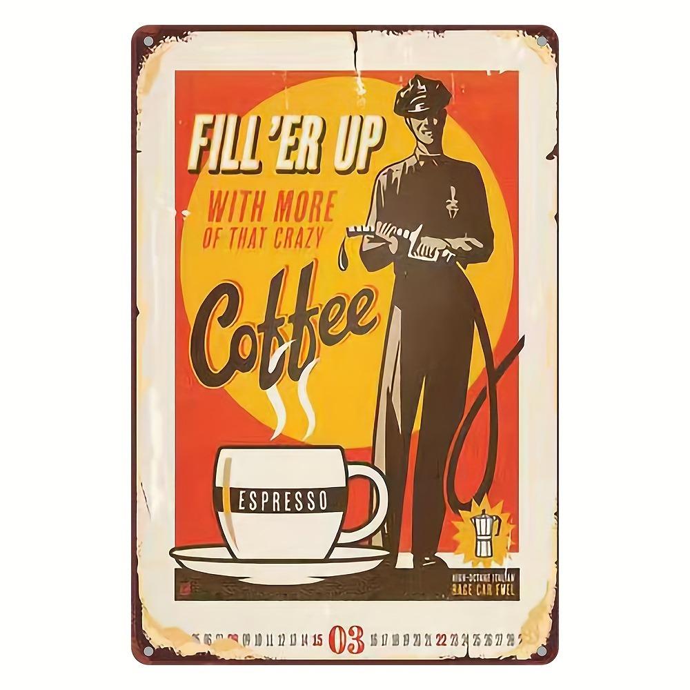 Vintage Metal Tin Poster Coffee Shop Metal Tin Signs Posters Plate Colorful Visual Effect Wall Art for Cafe Bar Club Party Decor
