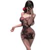 Sexy lingerie sexy rose print strap hip skirt women's pure desire perspective uniform seduction pajamas 1111