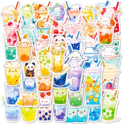 50 pezzi/set Bubble Milk Tea Sticker autoadesivo impermeabile PVC fai da te Cover per telefono Tazza Bagaglio Skateboard Laptop Scrapbook Graffiti Decal Kit