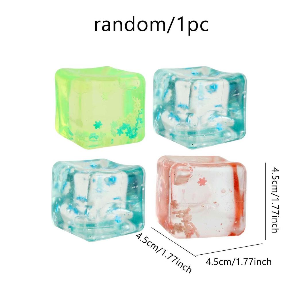 Glitter Squishy Ice Cube Maltose Fidgets Toys Soft Mochi Anti Stress Squeeze Toy Transparent Square Decompression Gifts