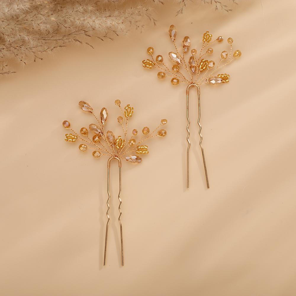 Black Wedding Head Jewelry Pink Hairpins Crystal Headwear Red Women Bridal Hair Accessories Blue Bridesmaids Headpieces 4PCS