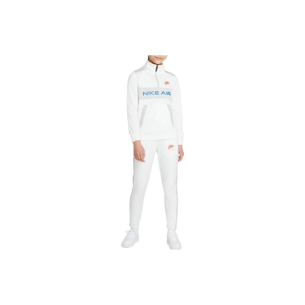 Nike Casual Sports Suit No Hood Stand Collar Half Zip Brand Logo Print Front Pocket Long Sleeve Sweatshirt Elastic Waist Kids sweatshirt DA1410-097