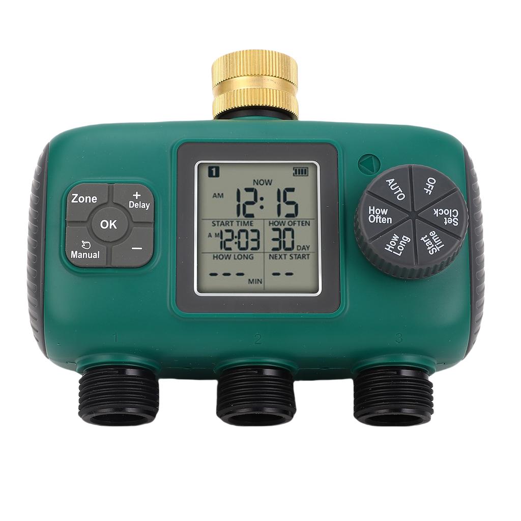 Temporizator Aspersor cu 3 Ieșiri Port din Alamă Rezistent la Apă Afișaj LCD Temporizator Udare Controler Irigare