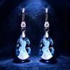 Elegant Female Blue Rose Red Rainbow Big Water Drop Stone Hoop Earrings Trendy Fashion Silver Color Wedding Jewelry For Women