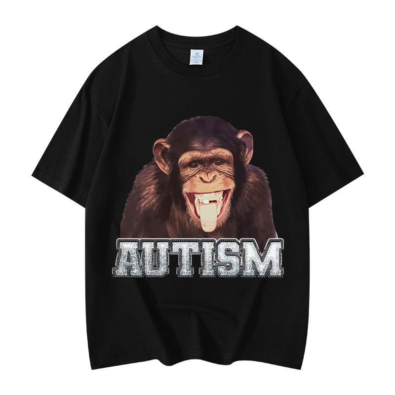 Autismus Opice Vtipné Grafické Tričko Pánské Dámské Oblečení Vysoce Kvalitní Módní Tričko Letní Ležérní Krátký Rukáv Prodyšný Top