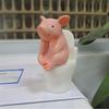 1Pcs Versatile Indoor Animal Desktop Ornament Adorable Pink Pig/Frog On Toilet Figurine Whimsical Home Office And Car Decor Gift
