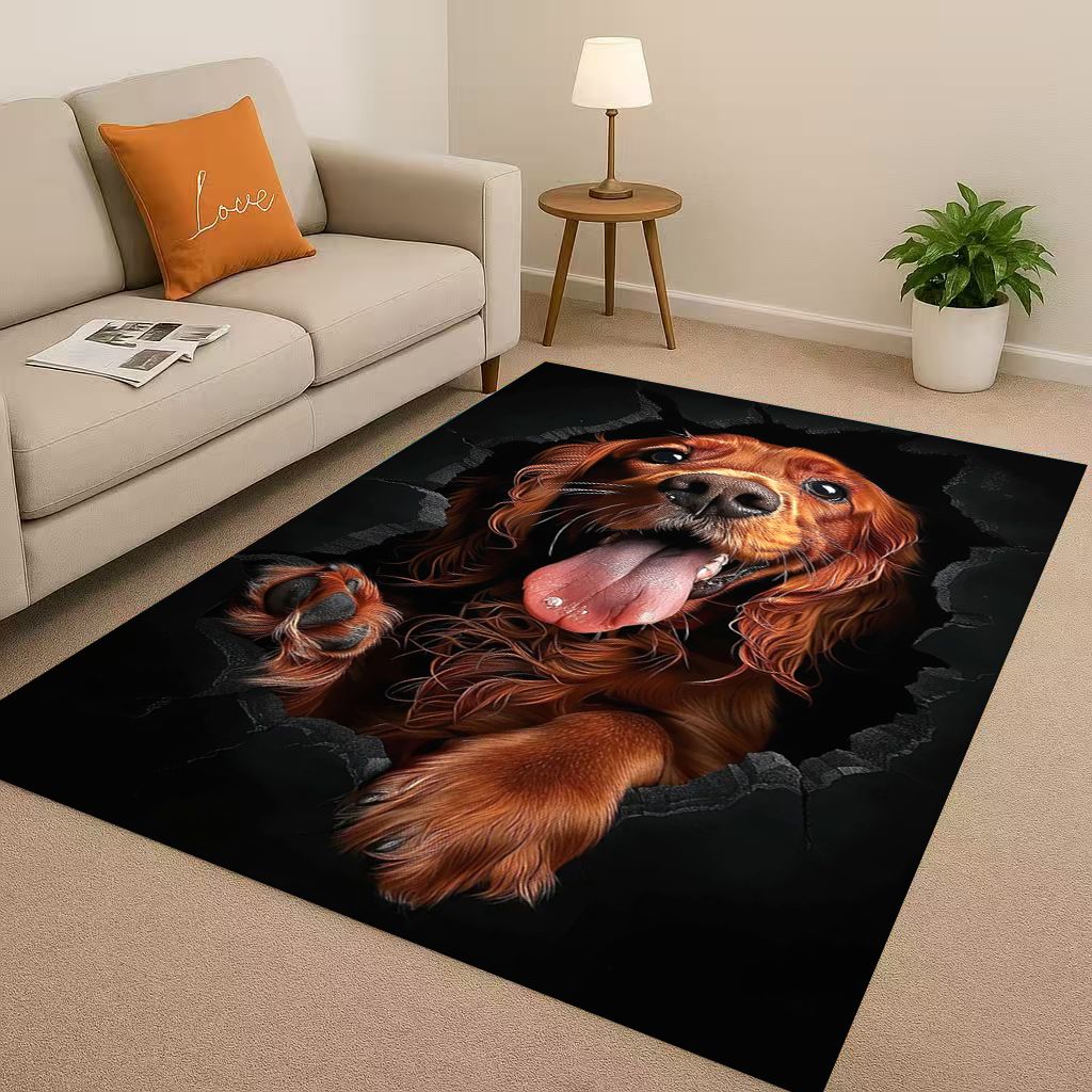 27 Stil Durchbrechende Wand 3D-Illusion Hund Welpe Wohnzimmer Rutschfester Teppich für Schlafzimmer Spielzimmer Sofa, Heimdekoration Fußmatte