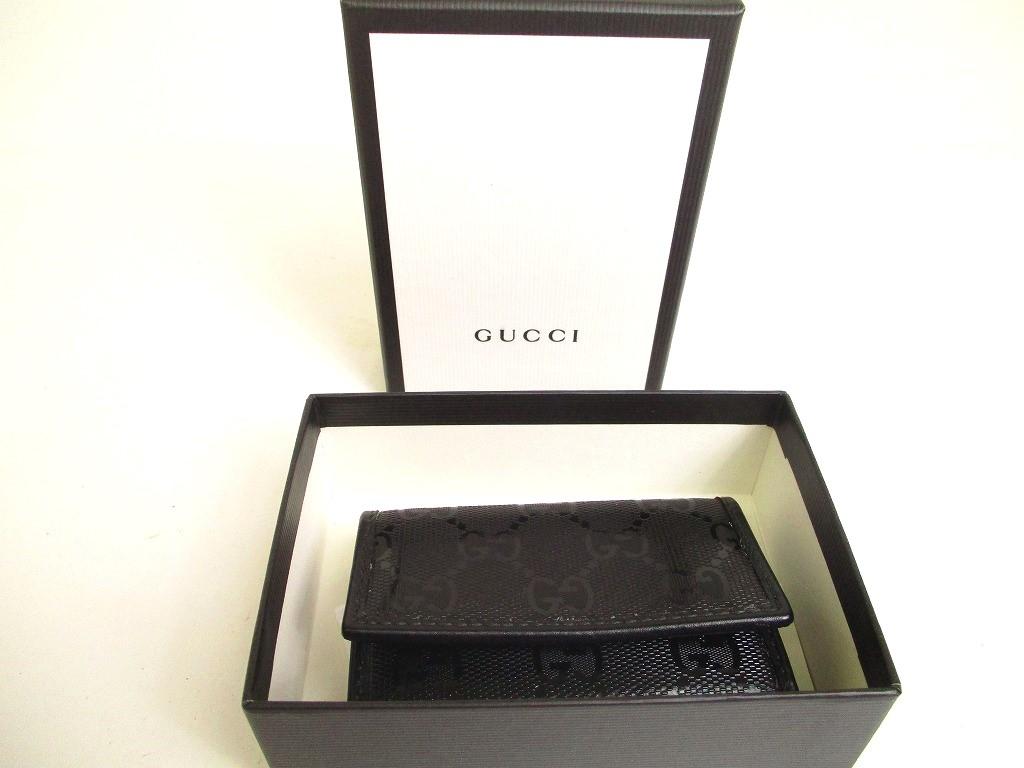 Authentic GUCCI GG Imprimee Black Leather 6 Pics Key Cases #a163  Open Box