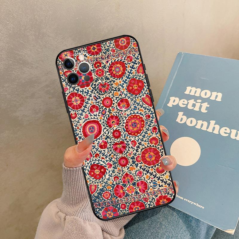 Persian Carpet Floral Pattern Case For iPhone 17 Air 15 14 13 12 11 16 Pro Max 13 Mini XR 15 16 Plus 16e Back Cover Shell