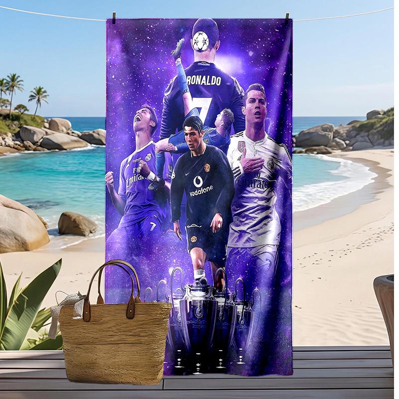 Cristiano Ronaldo Printed Beach Towel Quick Dry Soft TowelPortable Large Rectangular Beach Blanket for Travel Swimming Pool