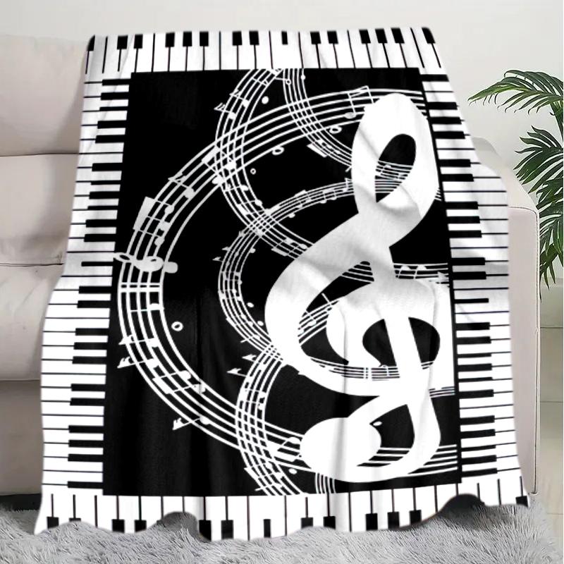 1PC Musical Symbols Music Printed Blanket, All Season Lightweight Home Office Outdoor Nap Multifunctional Blanket A19