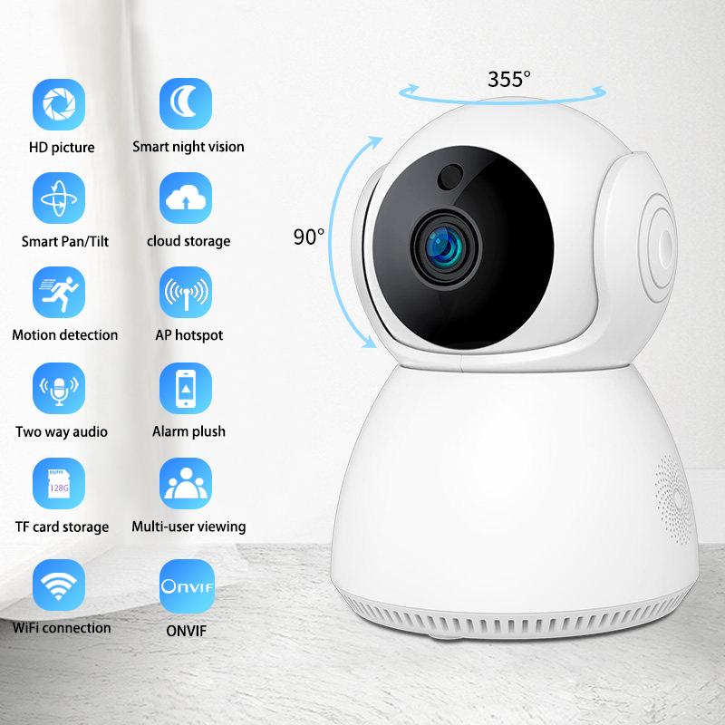 WIFI Surveillance Camera, HD Wireless IP PTZ Camera, Night Vision, Two-Way Audio, Motion Detection, Security Monitoring