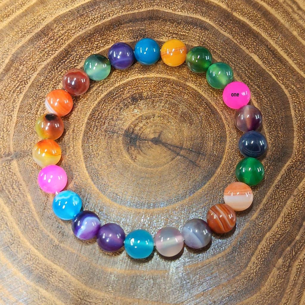 Crystal & Natural Stone Beaded Bracelet: Ruby Zoisite, Strawberry Quartz, Lapis Lazuli