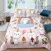 Unicorn Cat Three-Piece Quilt Cover Digital Printing Bedding Set Cartoon Animal Bed Cover