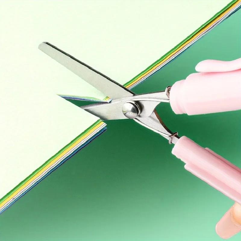 1pc Stainless Steel Mini Folding Scissors Portable Creative Pen-Style Design DIY Paper-Cutting Art Tool School Office Supplies