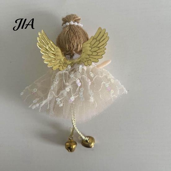 Pastel Christmas Tree Decor Angel Ornaments, Cute Plush Doll Pendant with Soft Furnishing Party Accents Bell for Tree, Holiday Home Simple Scene