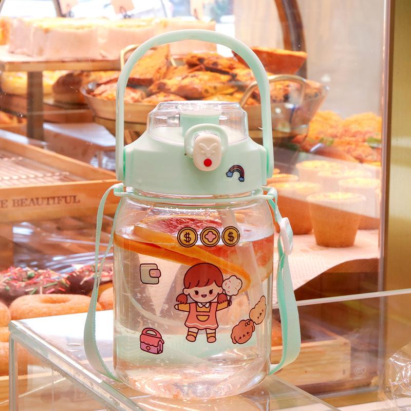 Water bottle high value belly cup girls large capacity scale cup portable strap portable cup primary school students double drinking cup
