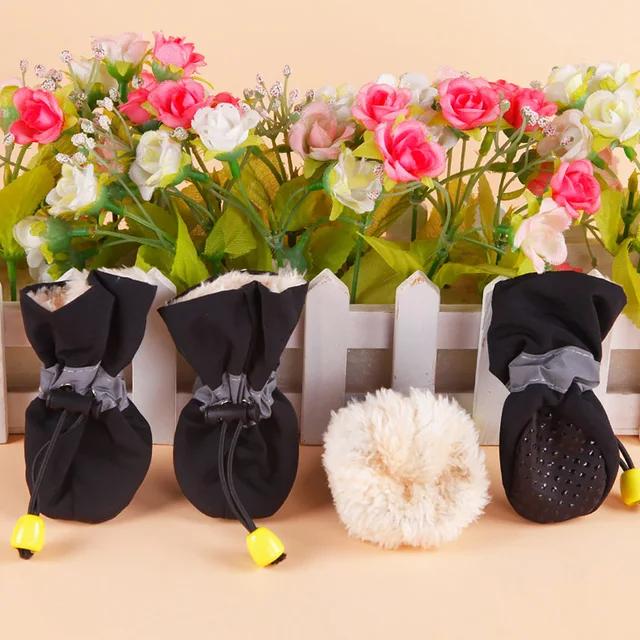 4 Stück/Set Wasserdicht Winter Warm Haustier Hundeschuhe Rutschfest Regen Schnee Stiefel Dick Für Kleine Katzen Welpe Chihuahua Socken Stiefeletten Hunde