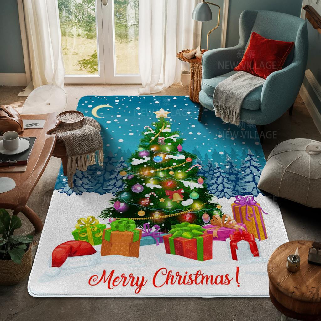 House Entrance Carpet Home Door Mat Living Room Bath Foot Bathroom Non-slip Water Absorption Rugs Bath Merry Christmas Winter