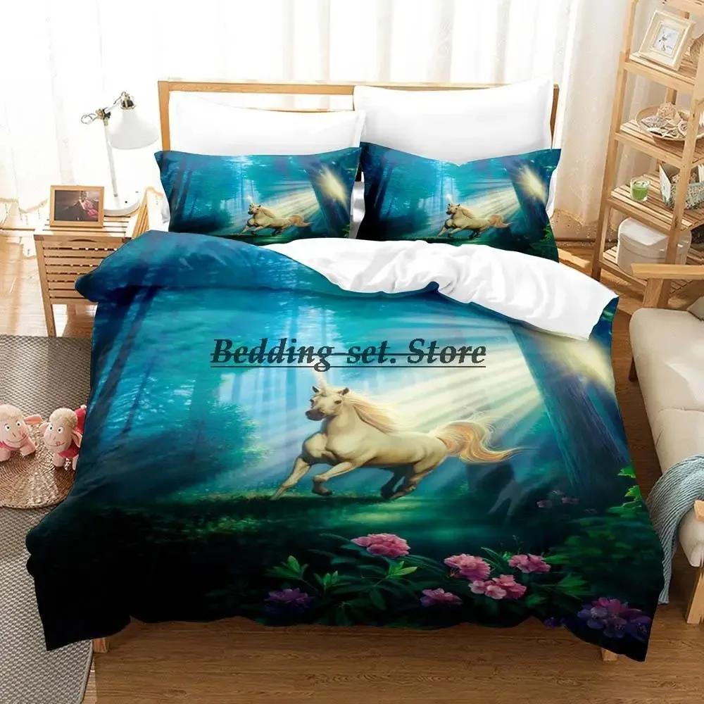 Regenbogen Pferd Einzelhorn Bettwäsche Set Einzel Twin Full Queen King Size Bett Set Aldult Kid Schlafzimmer Duvetcover Sets Bettlaken Set