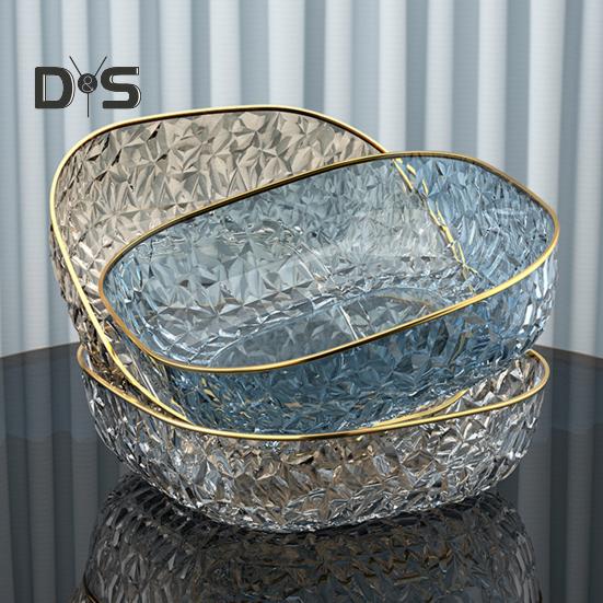 Translucent Fruit Diamondtexture Light Plate Luxury Large Capacity Fruit Plate Versatile Elegant Countertop Organizer