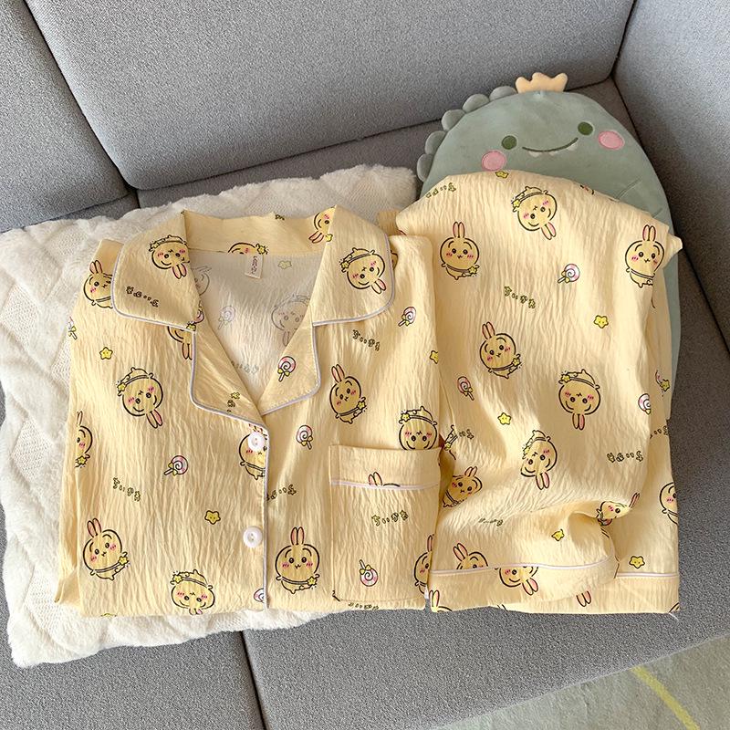 

Chiikawa Women s Cute Cloud Cotton Pajama Set - Spring & Autumn Long Sleeve M [Weight 80-100 lbs]