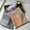 Translucent Mesh Storage Bag Portable Zipper Handbag Functional Cosmetic Pouch Pencil Case Documents Paper Organizer