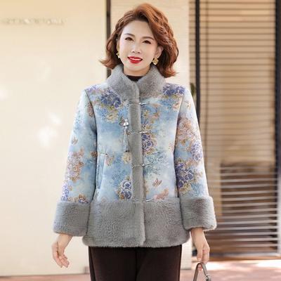 New Chinese Mother Winter Imitation Mink Fur Coat Medium and Old Thickened Fashion Fur Integrated Coat