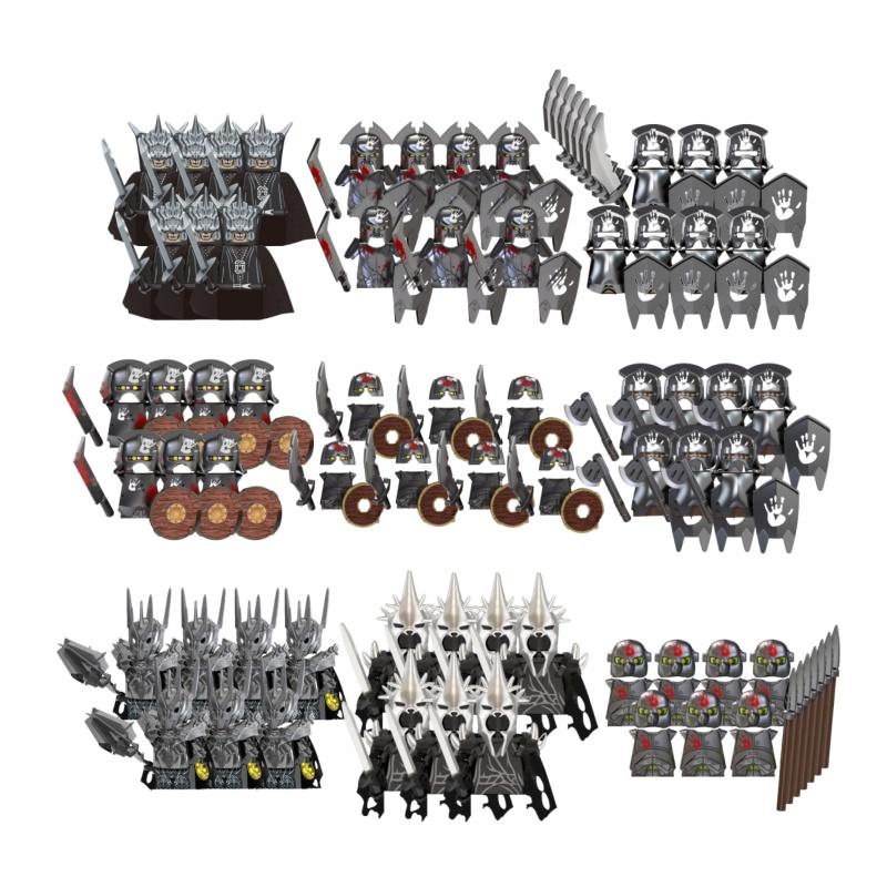 7PCS Anime Movie TV6401 TV6402 Series Action Figures Blocks Toy Orcs Medieval Wars Soldiers Building Bricks Model Toys Gift