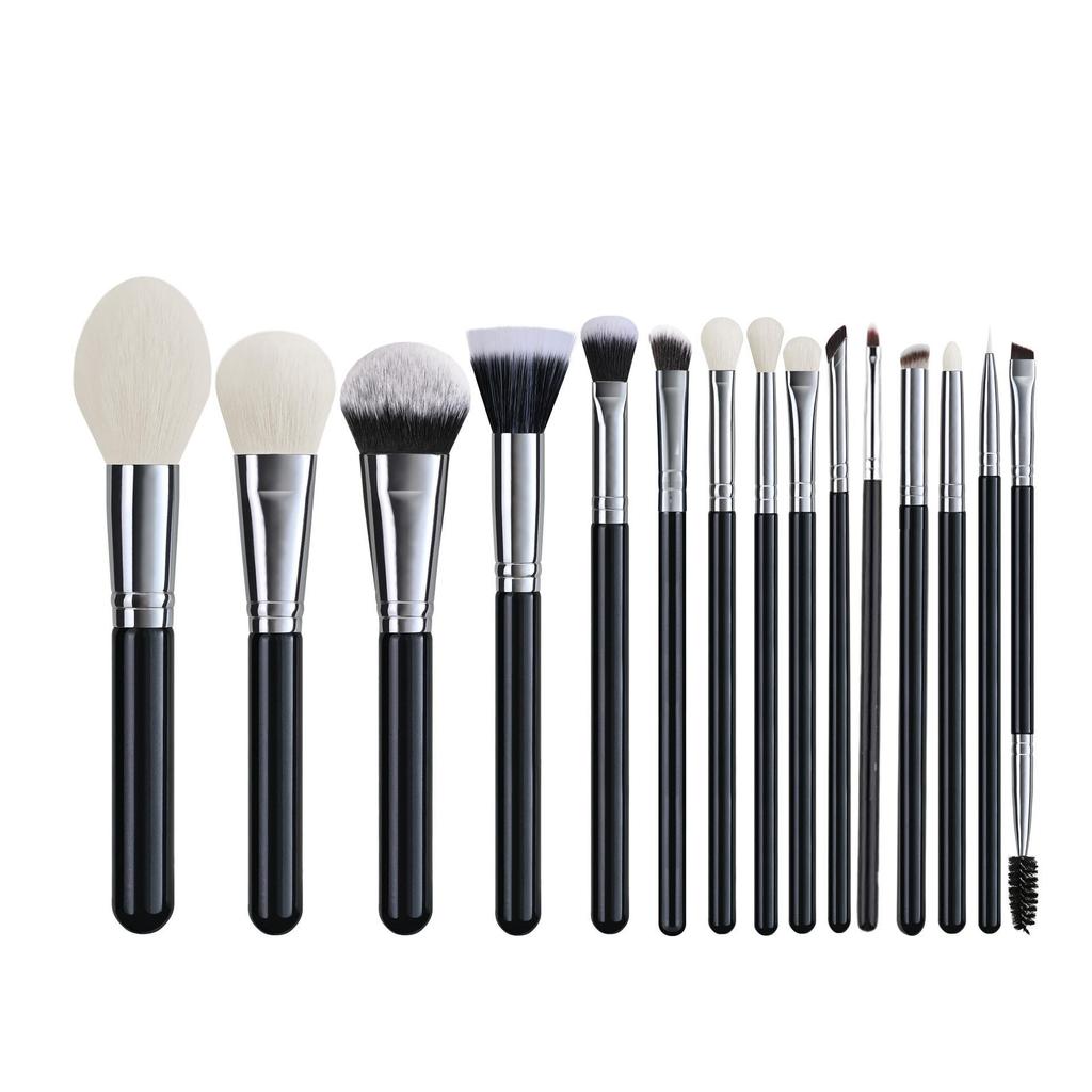 Cangzhou 15-Piece Animal Hair Makeup Brush Set: Eye Shadow & Foundation Brushes