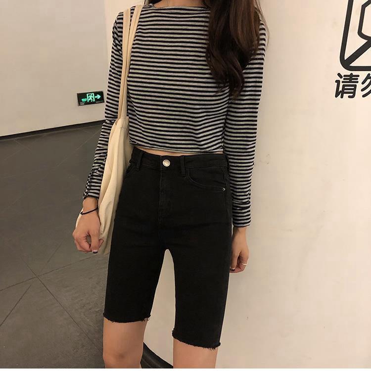 Летние рваные женские шорты с высокой талией — фото 6