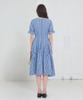 LBYL Sky Blue Check Shirred Dress